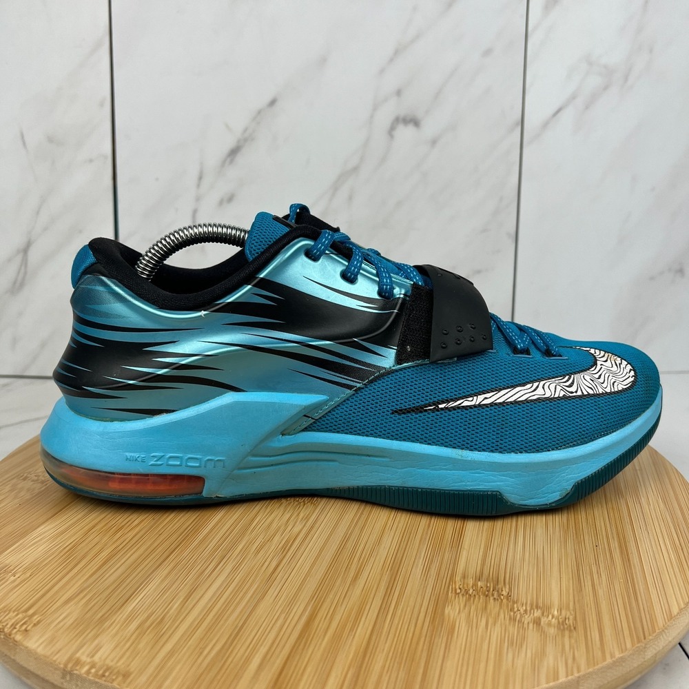 Nike KD 7 Clearwater Mens Size 9.5 Blue Black Sneakers Shoes 653996-414